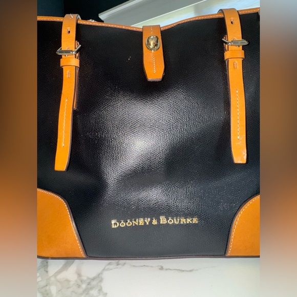 Dooney & Bourke Black and Tan Tote Bag + Dust Bag - Picture 4 of 12